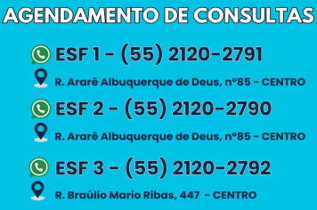 Secretaria de Saúde disponibiliza WhatsApp dos ESF's para contato