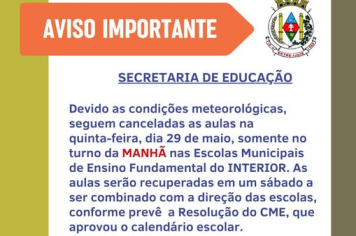 Aulas retornam na tarde desta quinta-feira no Interior