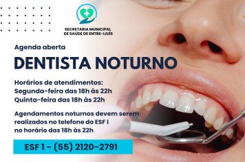 Agenda aberta para Dentista Noturno