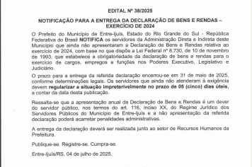 Notificação para entrega de entrega da declaração de bens e rendas 