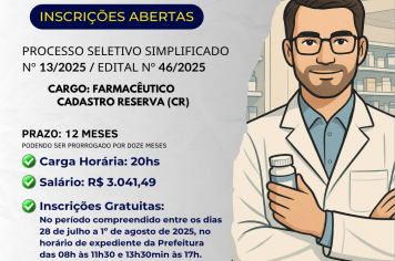 Processo seletivo para Farmaceutico