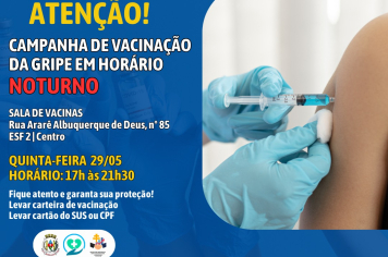 Campanha de Vacinação contra a Gripe em horário Noturno
