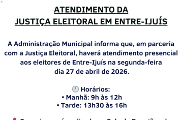 Justiça Eleitoral realiza atendimento nesta segunda-feira em Entre-Ijuís