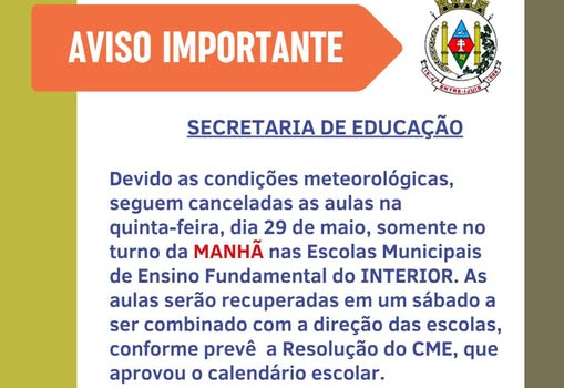 Aulas retornam na tarde desta quinta-feira no Interior