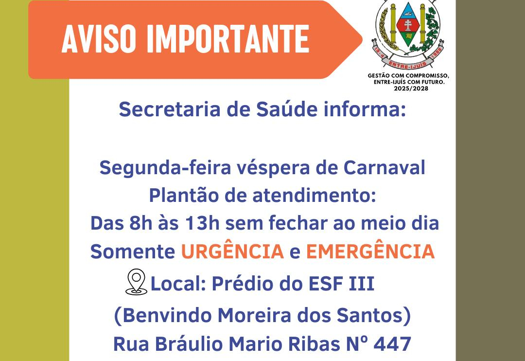 Secretaria de saúde realiza plantão de urgência e emergência na segunda-feira